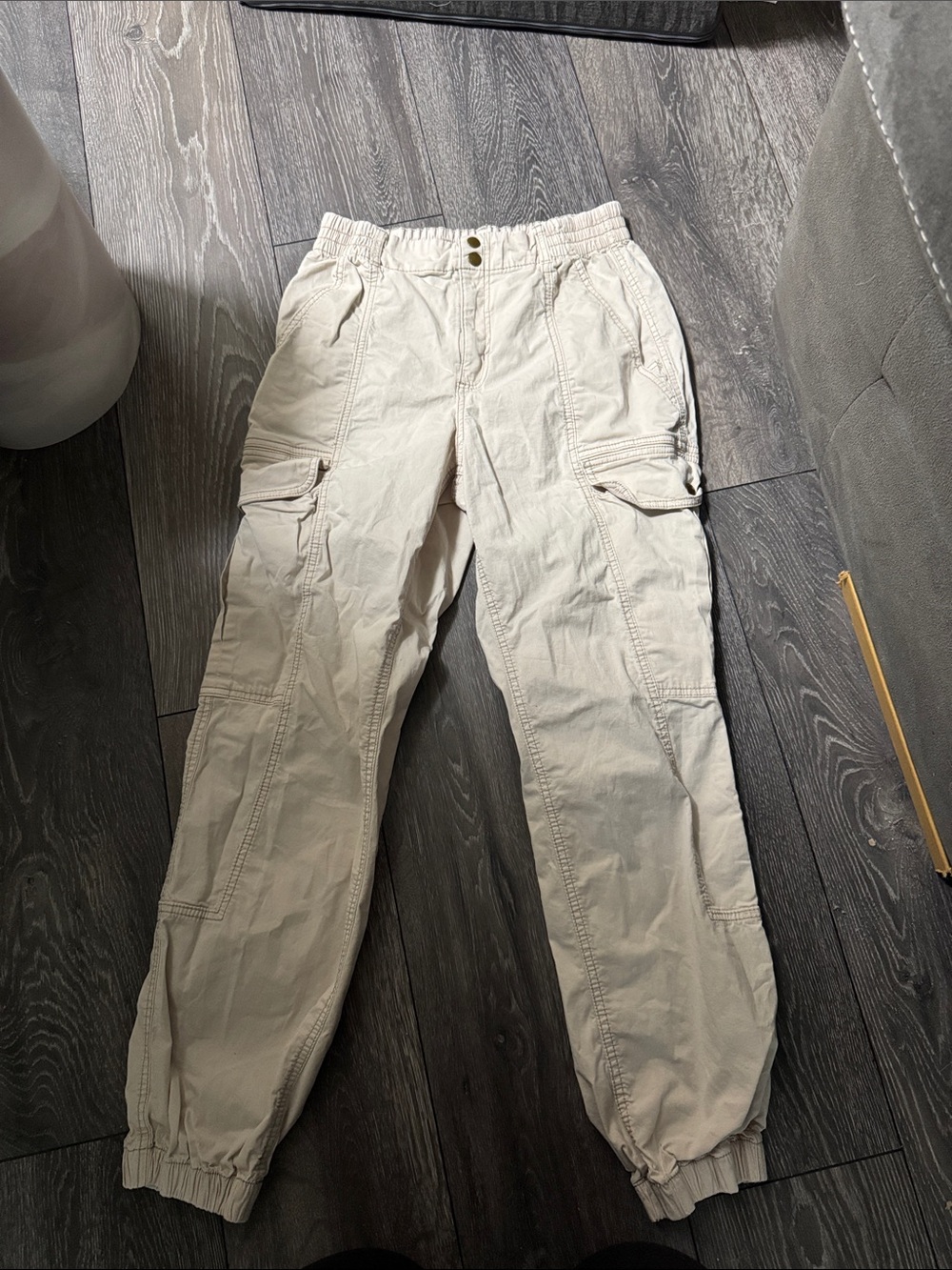 Beige Cargo Jogger Pants - Casual Utility Style